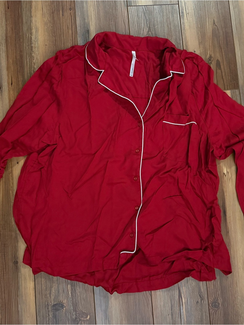 Soma Red Button-Down Shirt with White Contrast Piping